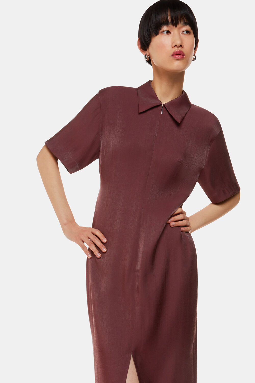 Aubergine Delila Metallic Midi Dress